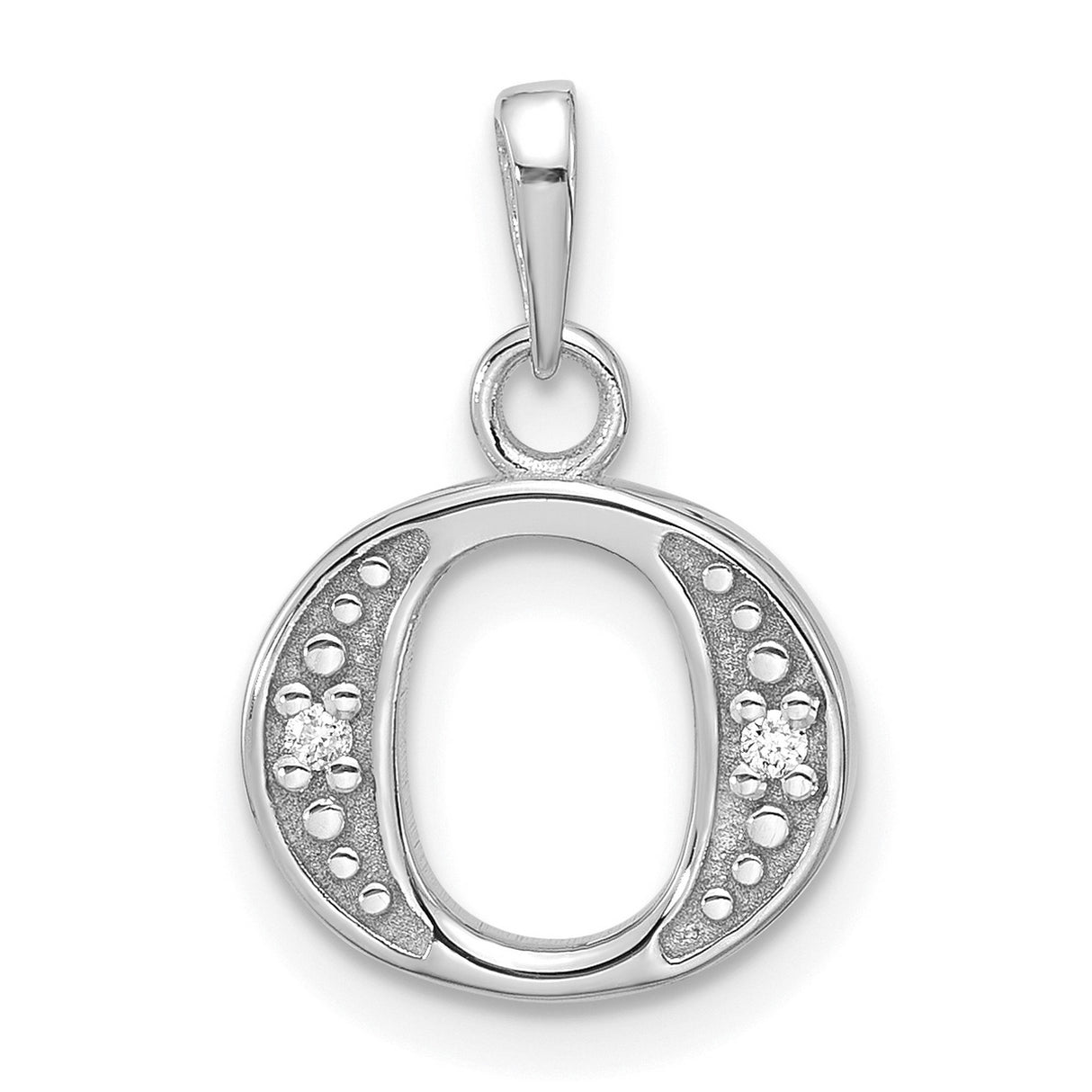 14k White Gold Horseshoe Pendant with Diamond Accents and Floral Details