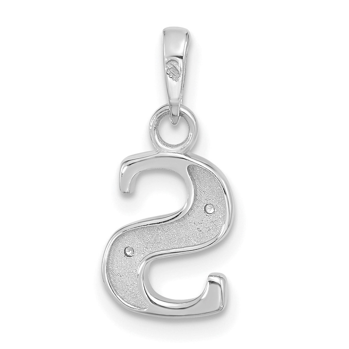 14k White Gold Letter S Pendant with Diamond Cut Detailing and Floral Accents