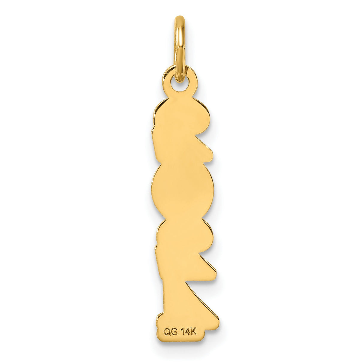 Polished and Satin Vertical 2024 Charm Pendant in Real 14k Yellow Gold