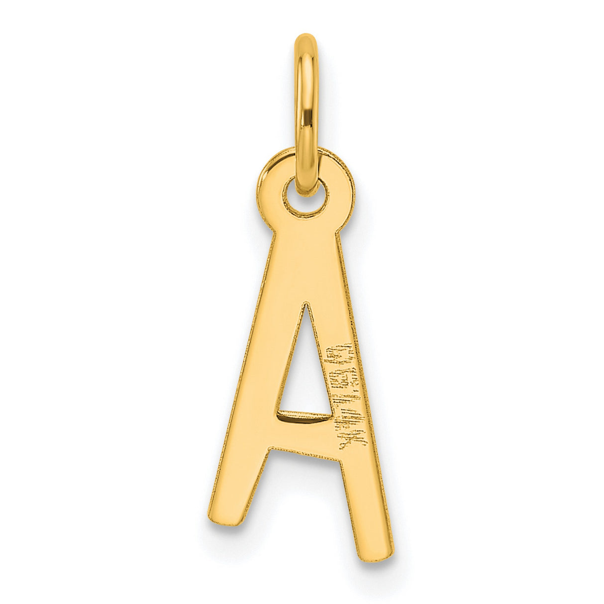 14k Yellow Gold Initial Pendant Charm, Letter A Cutout Monogram Jewelry for Women or Unisex Wear