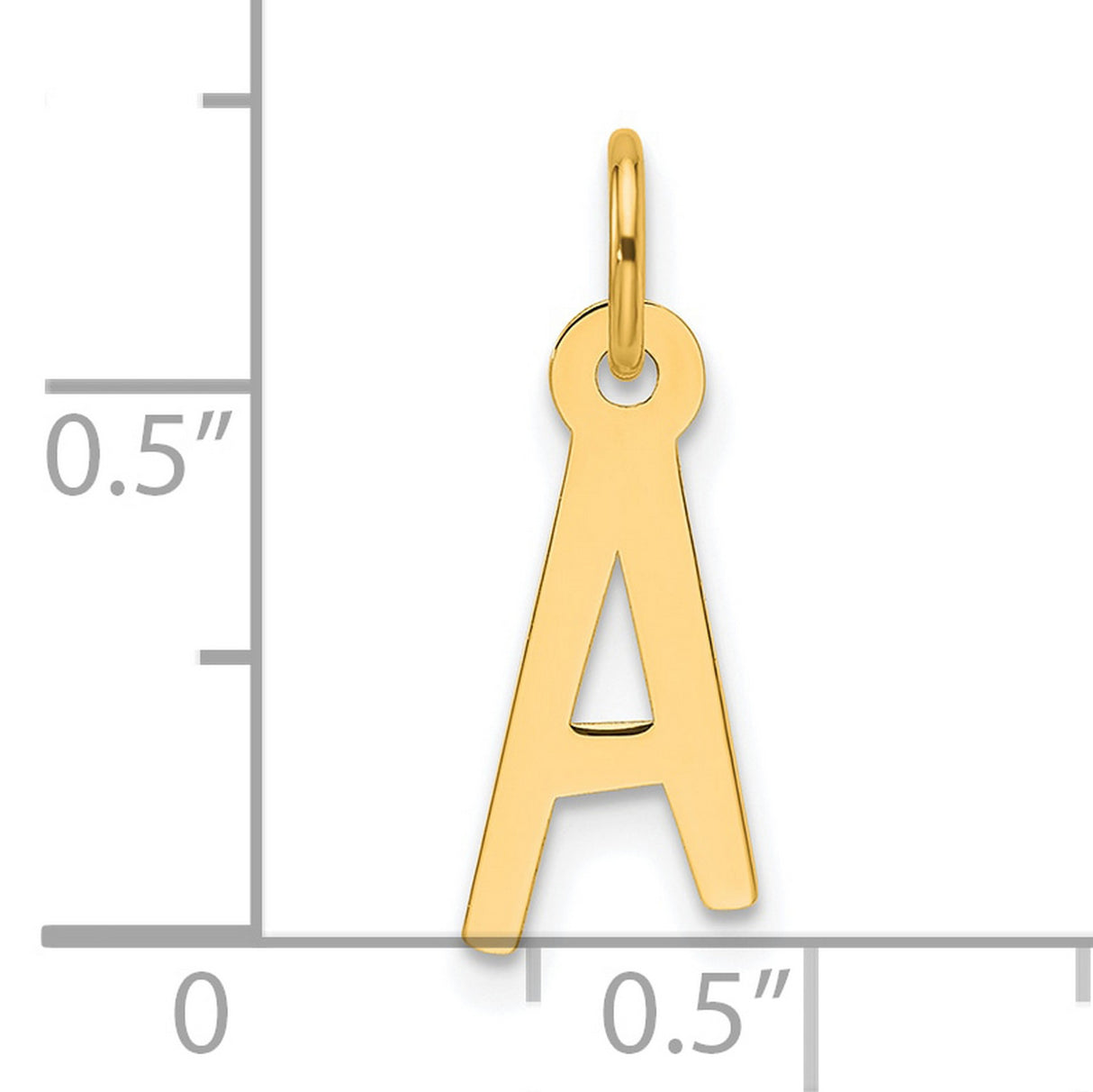 14k Yellow Gold Initial Pendant Charm, Letter A Cutout Monogram Jewelry for Women or Unisex Wear