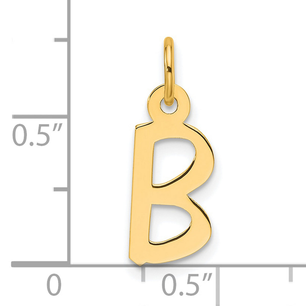 14k Yellow Gold Letter B Pendant Charm, Polished Block Initial Design, Unisex Jewelry