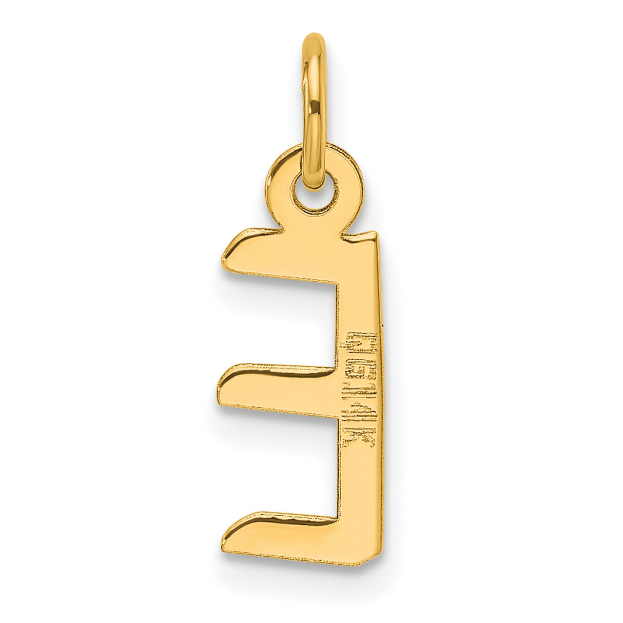 14k Yellow Gold Pendant, Block Letter E Initial Charm, Unisex Alphabet Jewelry