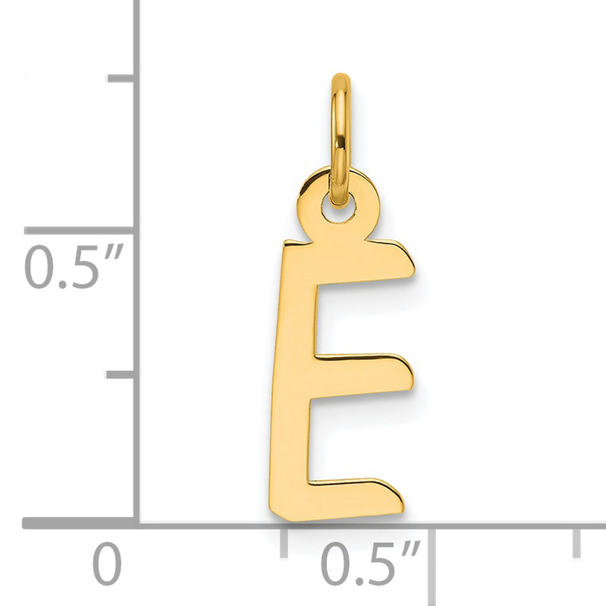 14k Yellow Gold Pendant, Block Letter E Initial Charm, Unisex Alphabet Jewelry