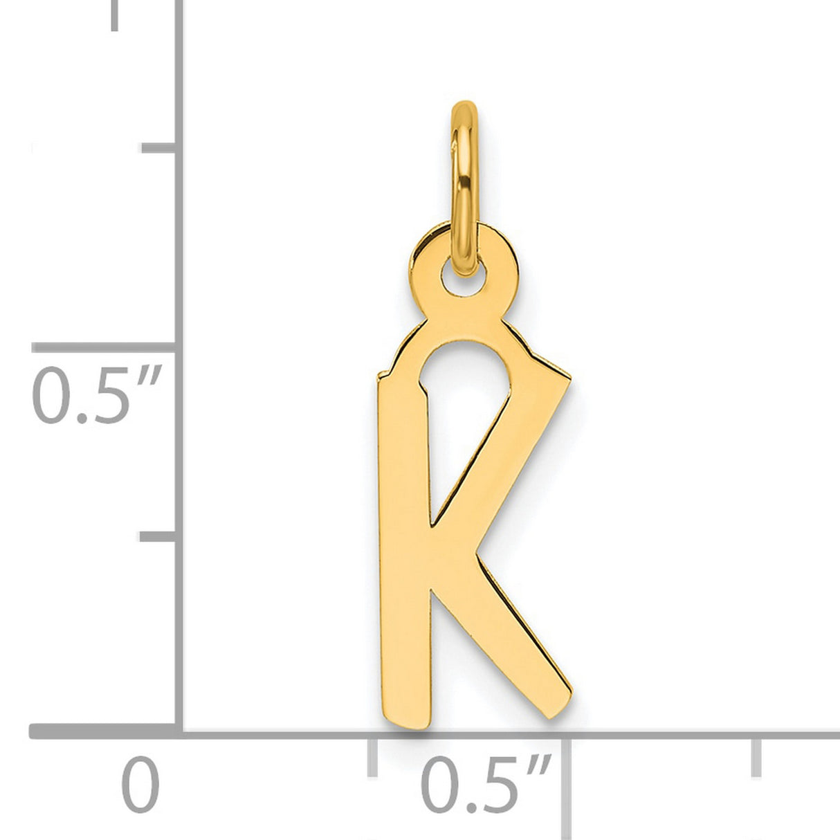 14k Yellow Gold Initial K Pendant Charm, Polished Letter Jewelry for Women or Unisex Wear