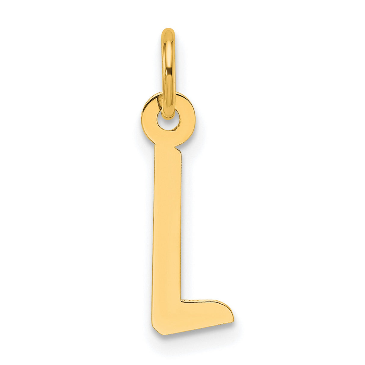 14k Yellow Gold Letter L Pendant Charm, Polished Initial Jewelry for Women