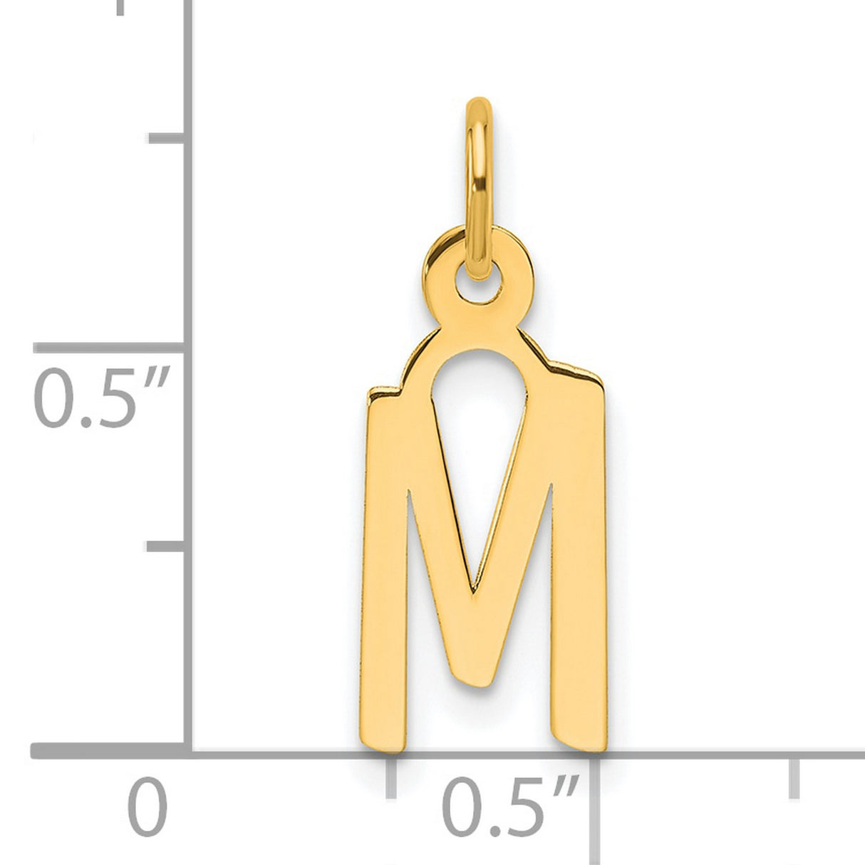 14k Yellow Gold Letter M Charm Pendant, Stylized Virgin Mary Religious Jewelry