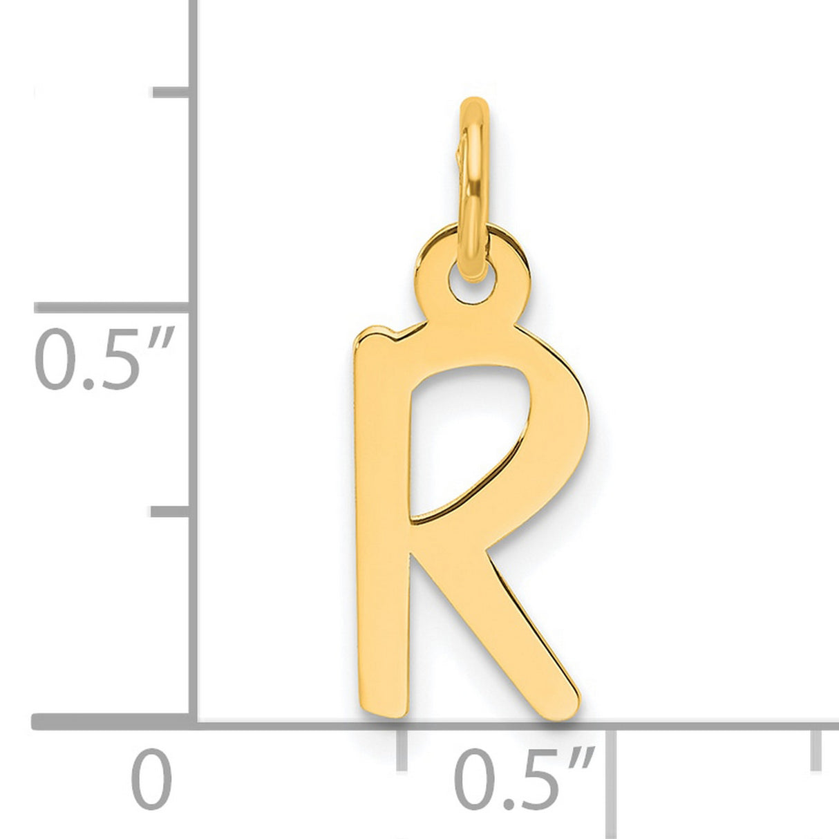 14k Yellow Gold Letter R Pendant Charm, Polished Block Initial, Unisex Jewelry Accessory