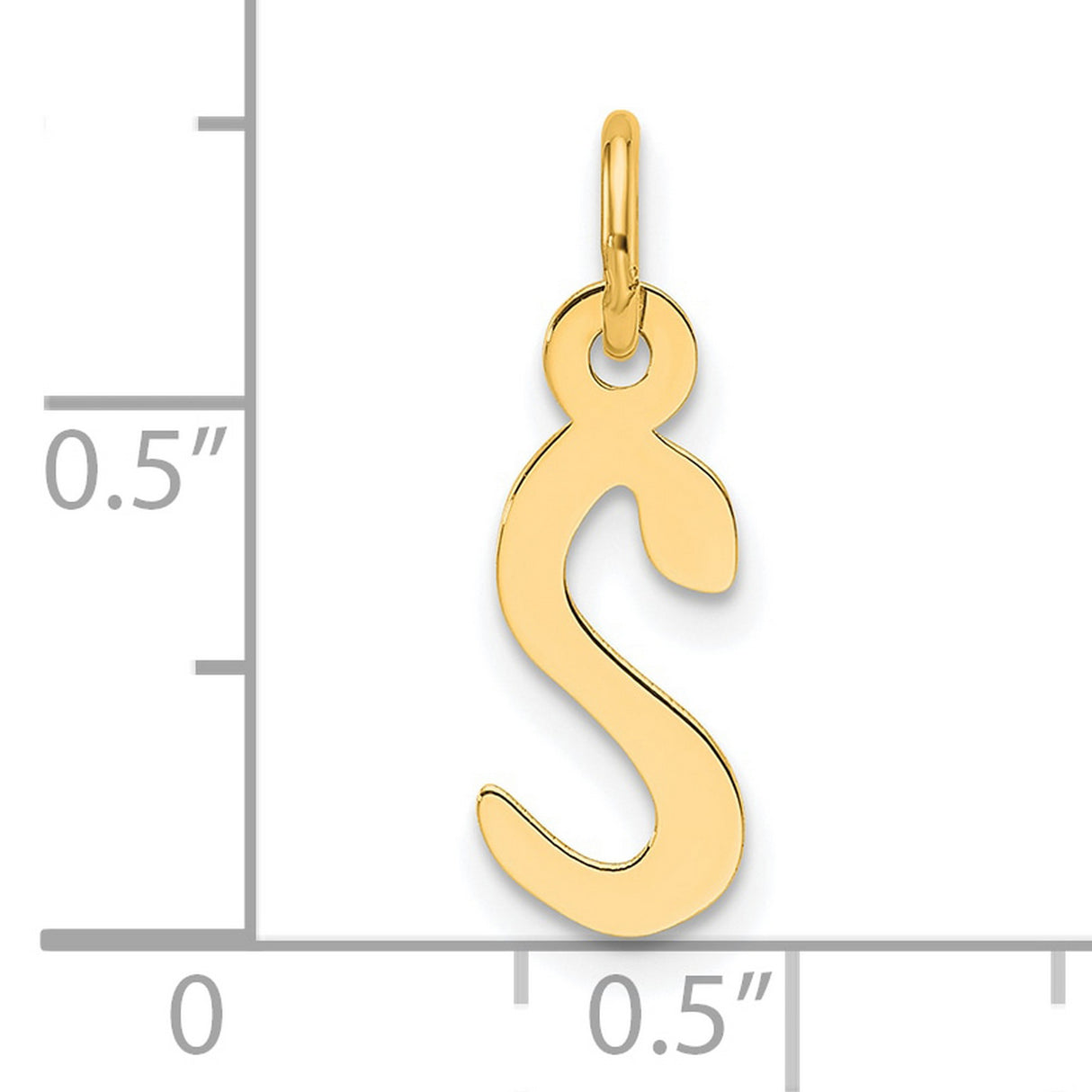 14k Yellow Gold Lowercase S Pendant, Stylized Alphabet Charm for Necklace or Bracelet