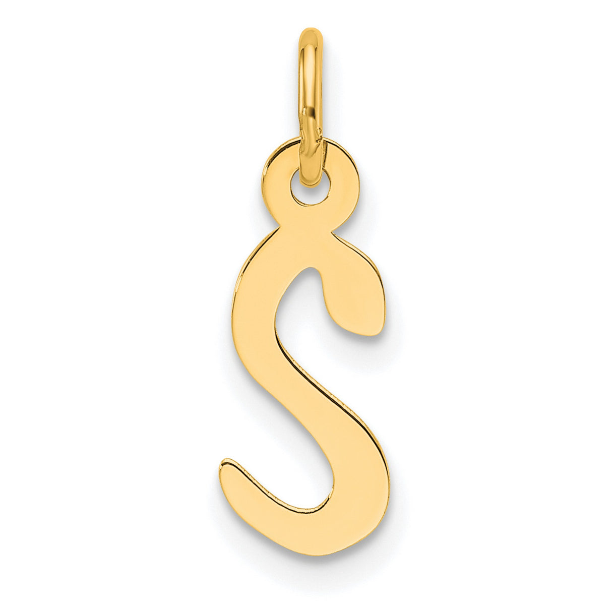 14k Yellow Gold Lowercase S Pendant, Stylized Alphabet Charm for Necklace or Bracelet