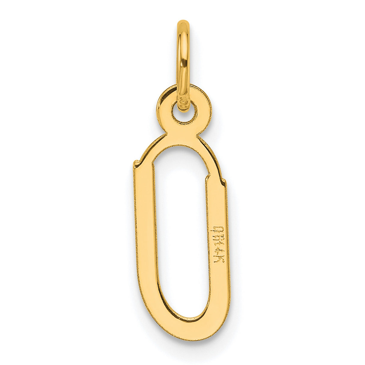 Slanted Block Letter U Initial Charm Pendant in Real 14k Yellow Gold