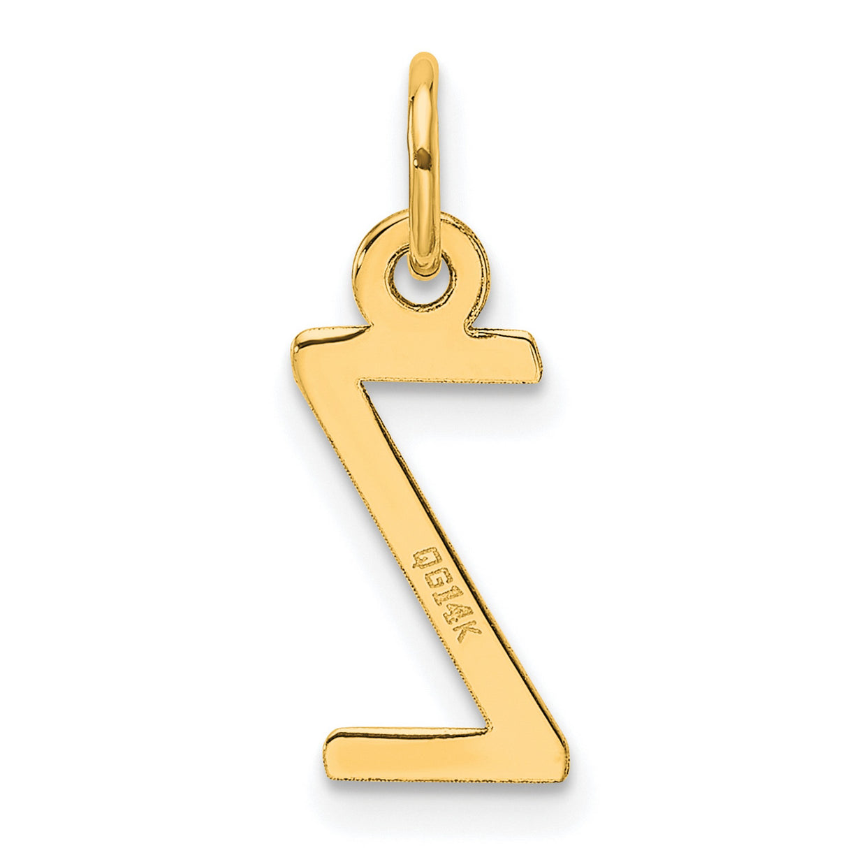 Slanted Block Letter Z Initial Charm Pendant in Real 14k Yellow Gold