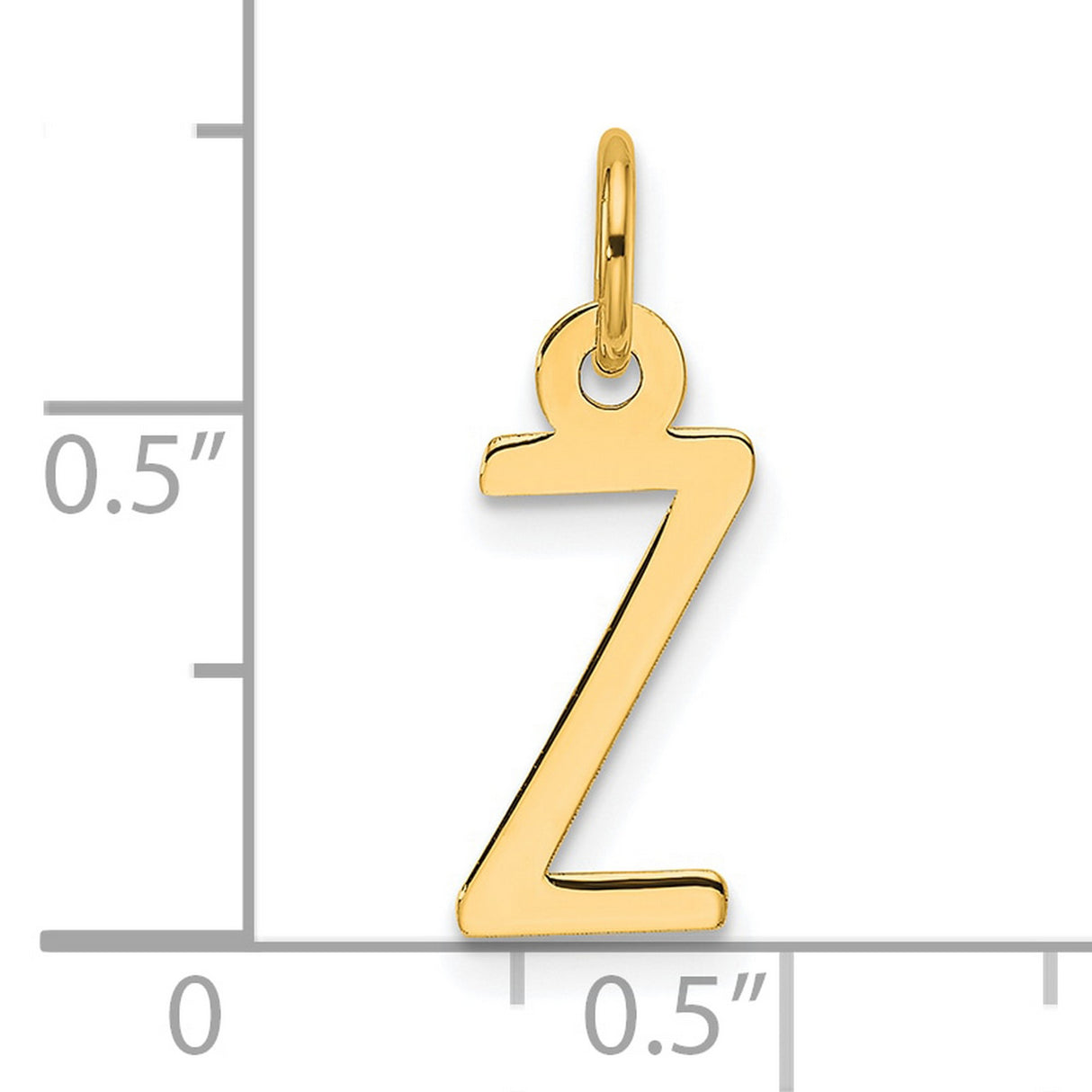 Slanted Block Letter Z Initial Charm Pendant in Real 14k Yellow Gold