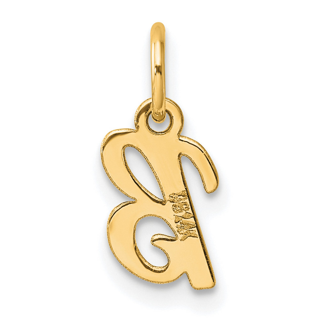14k Yellow Gold Letter B Pendant, Cursive Script Initial Charm for Women