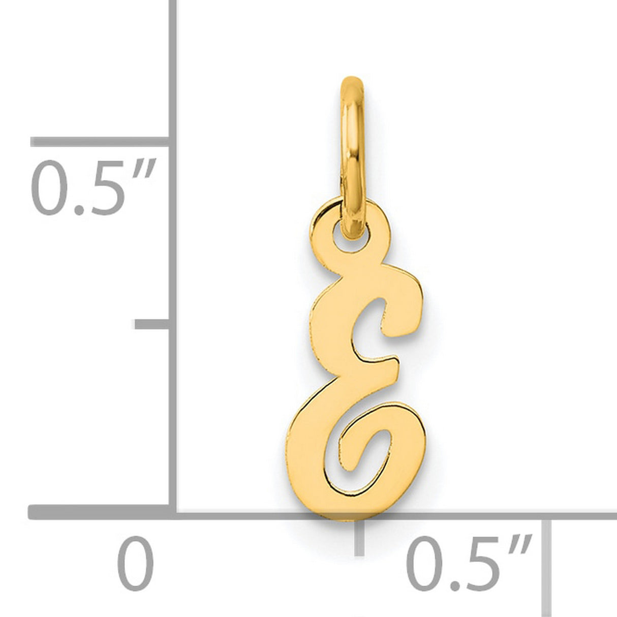 14k Yellow Gold Script Letter E Pendant, Cursive Initial Charm for Women