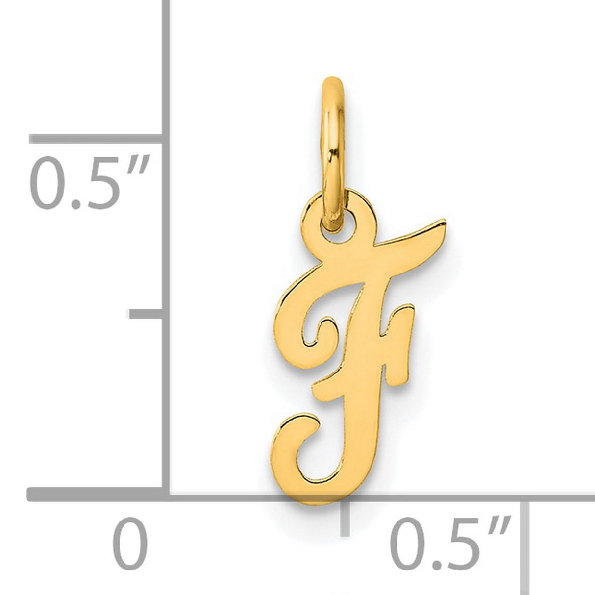 14k Yellow Gold Script Letter F Pendant Charm, Dainty Cursive Initial Jewelry for Women