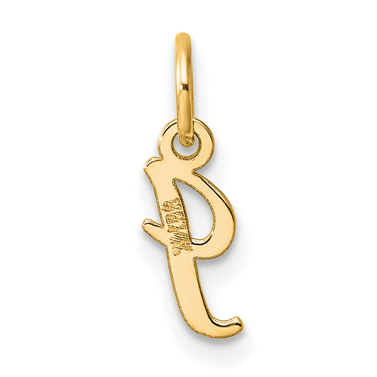 14k Yellow Gold Initial J Pendant Charm, Script Letter Design for Women