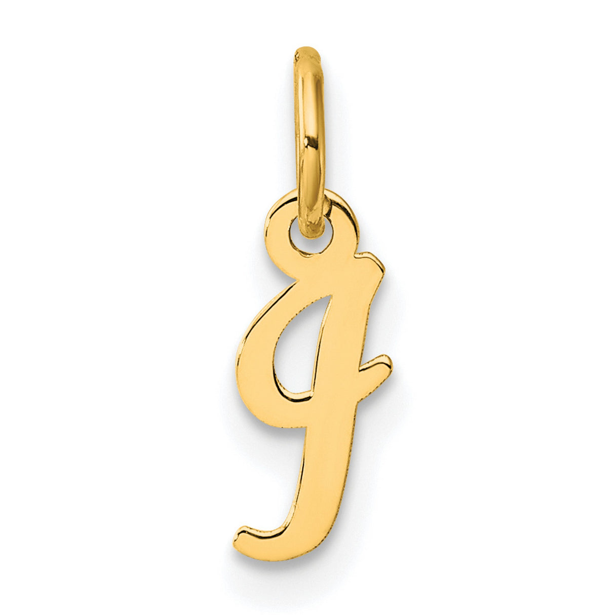 14k Yellow Gold Initial J Pendant Charm, Script Letter Design for Women