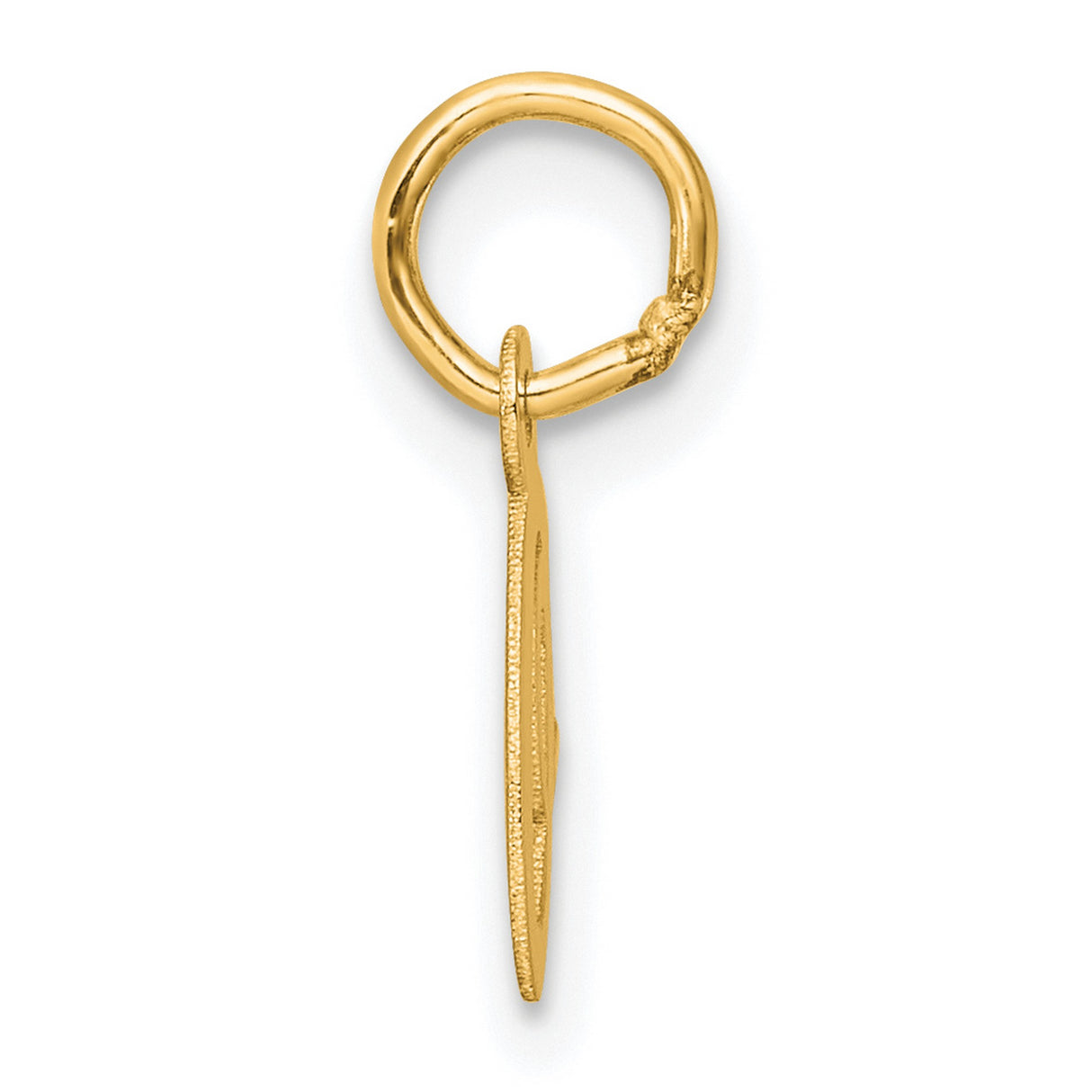 14k Yellow Gold Letter O Pendant, Script Initial Charm with Polished Finish