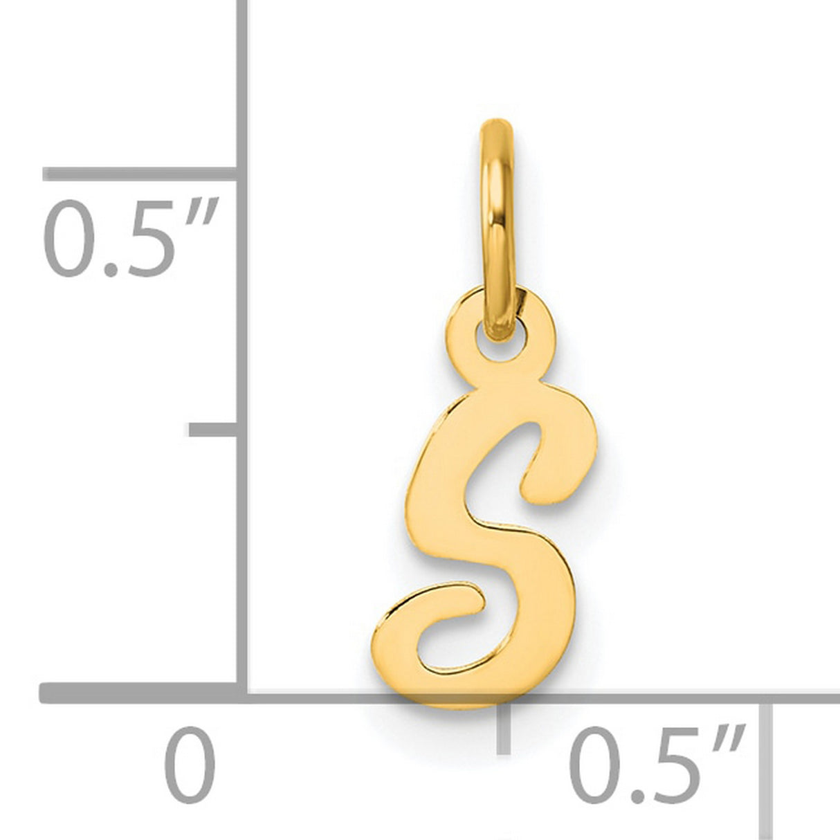 14k Yellow Gold Letter S Pendant Charm, Cursive Script Initial Design for Women