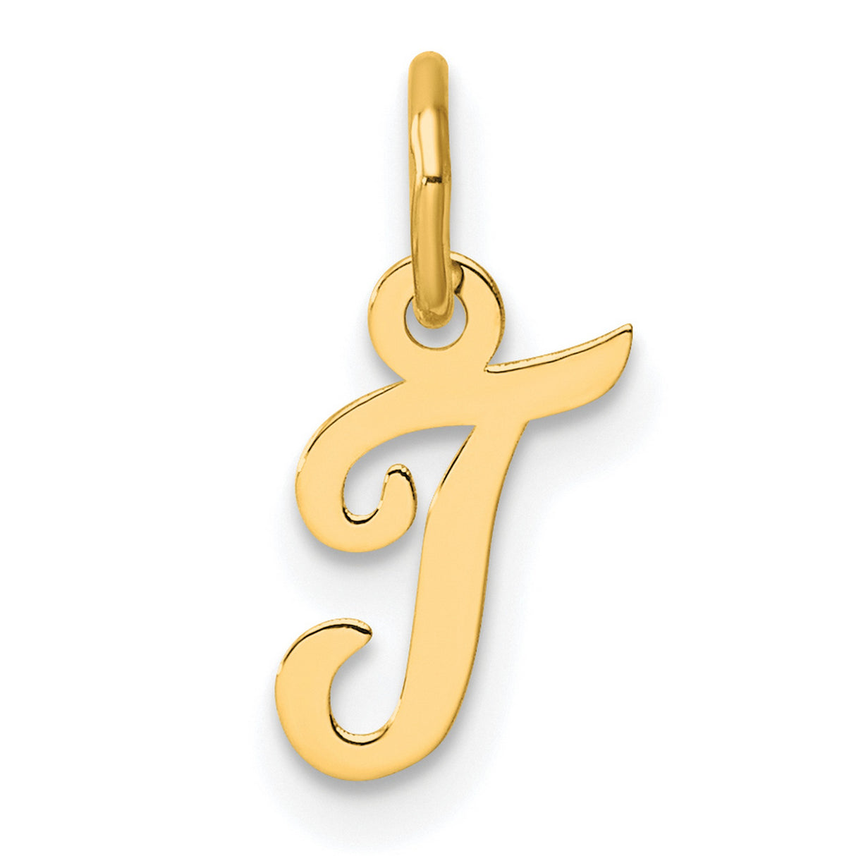 14k Yellow Gold Script J Initial Pendant Charm, Cursive Letter Monogram Jewelry for Women