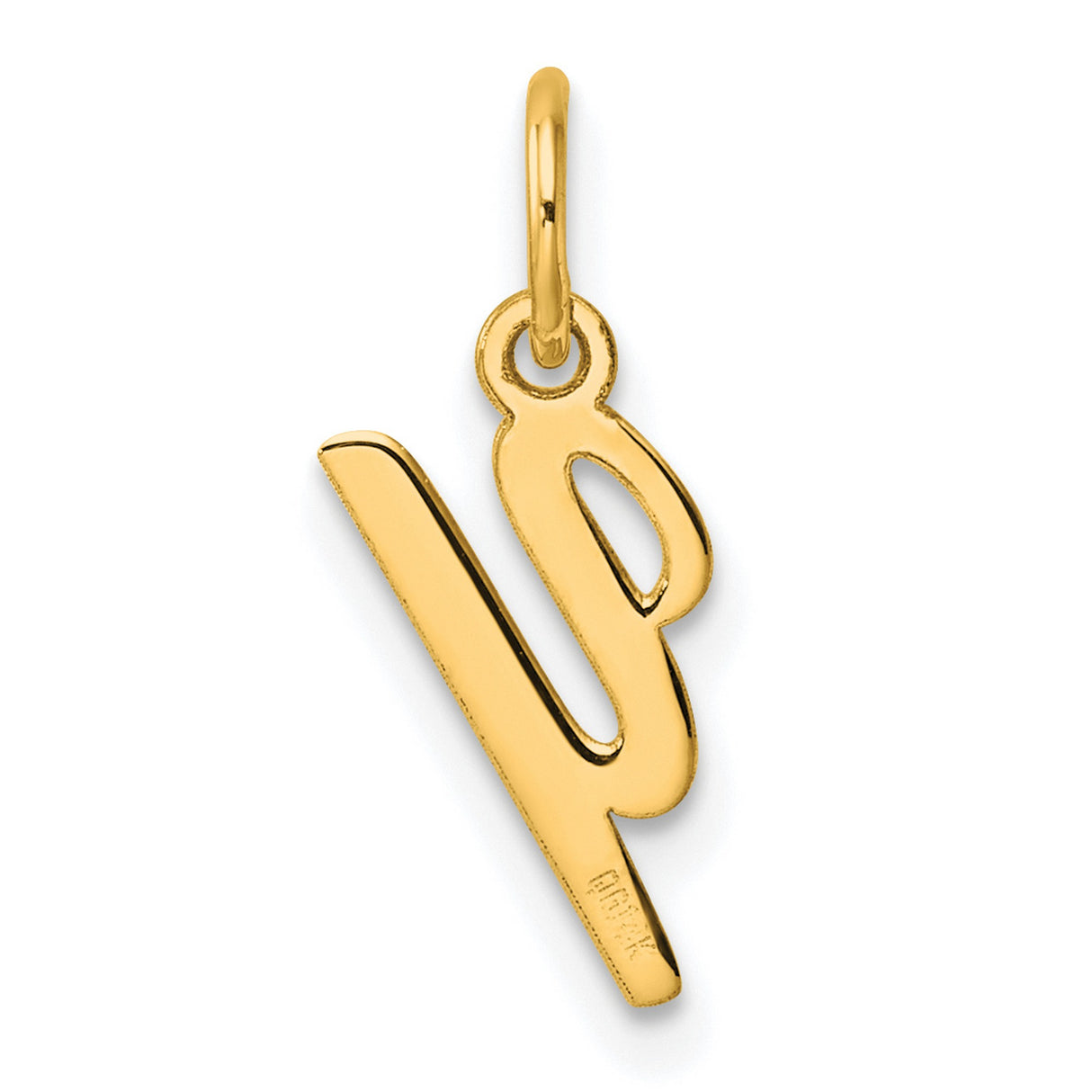 Small Script Letter Y Initial Charm Pendant in Real 14k Yellow Gold