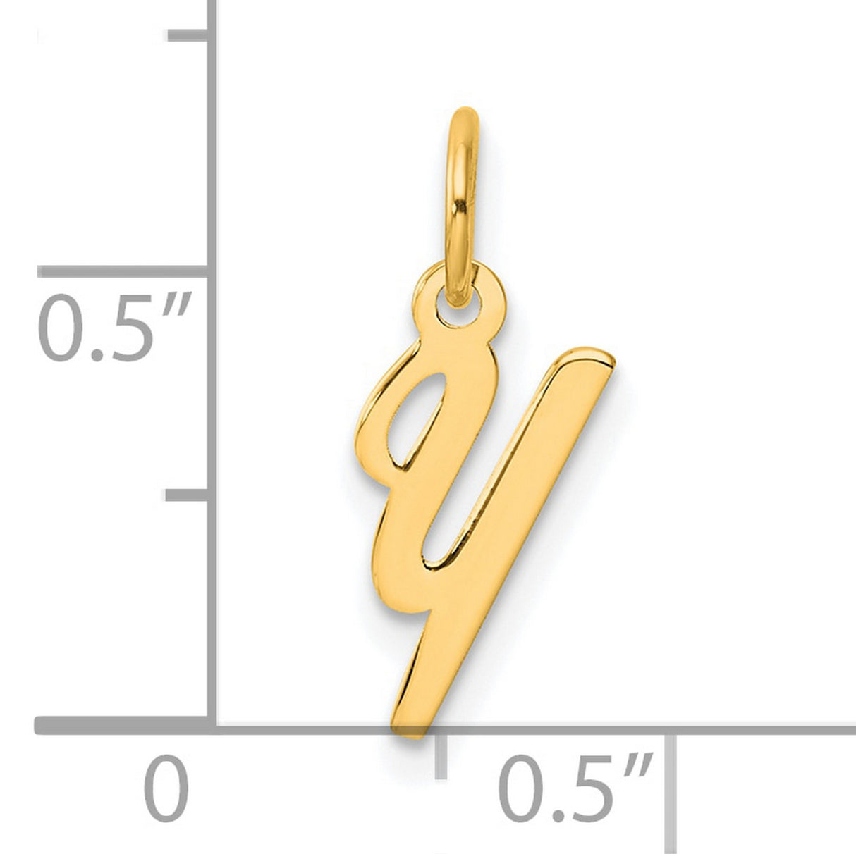 Small Script Letter Y Initial Charm Pendant in Real 14k Yellow Gold