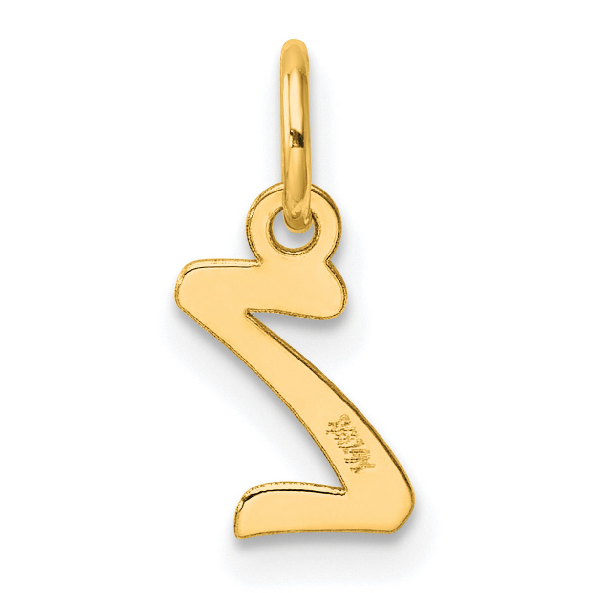 Small Script Letter Z Initial Charm Pendant in Real 14k Yellow Gold