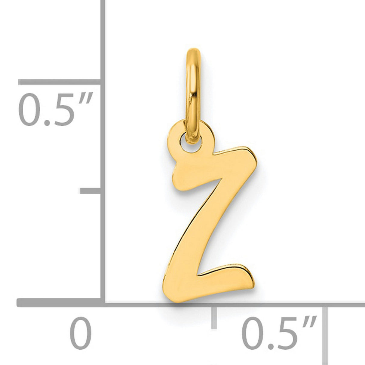 Small Script Letter Z Initial Charm Pendant in Real 14k Yellow Gold