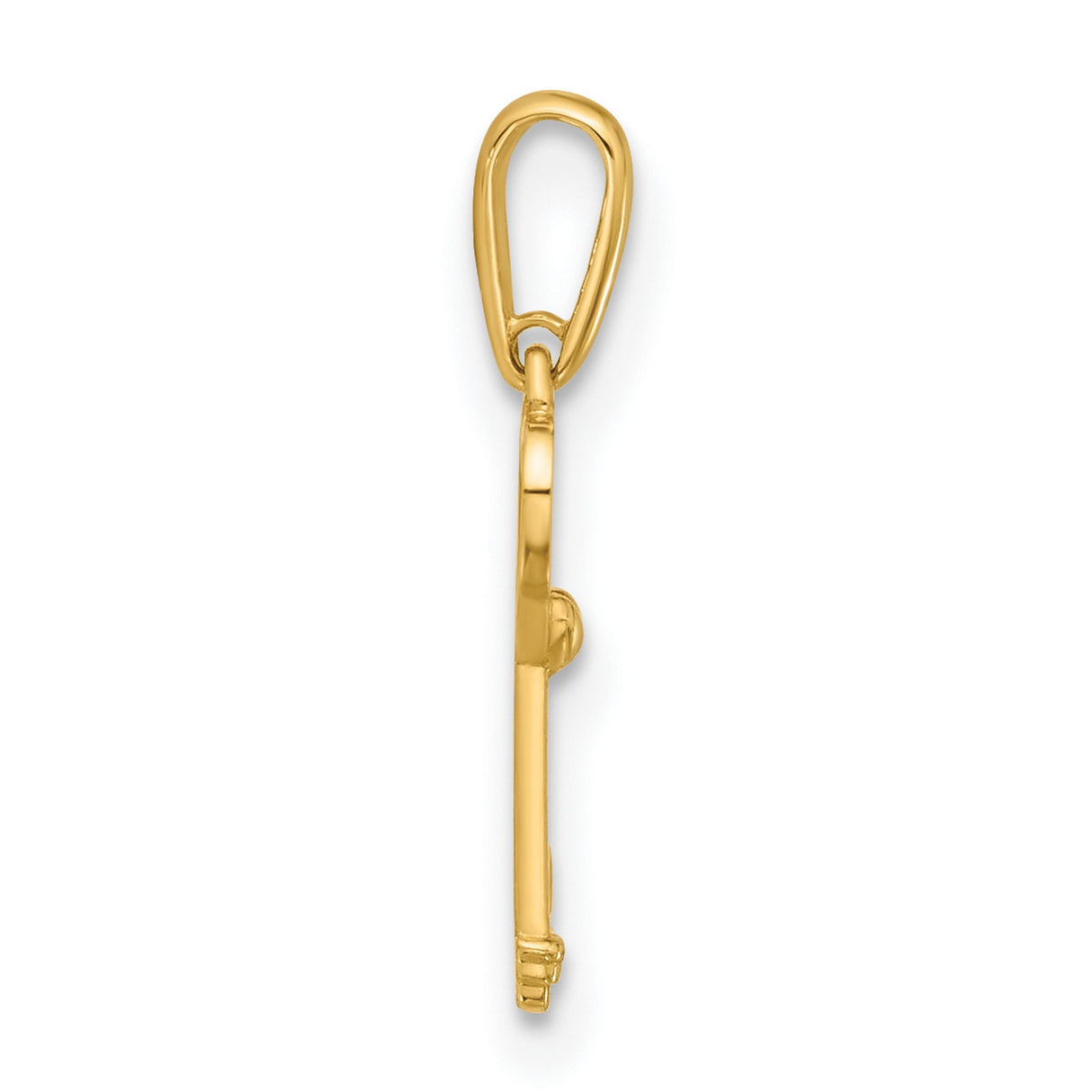 Polished Heart Key Charm Pendant in Real 14k Yellow Gold