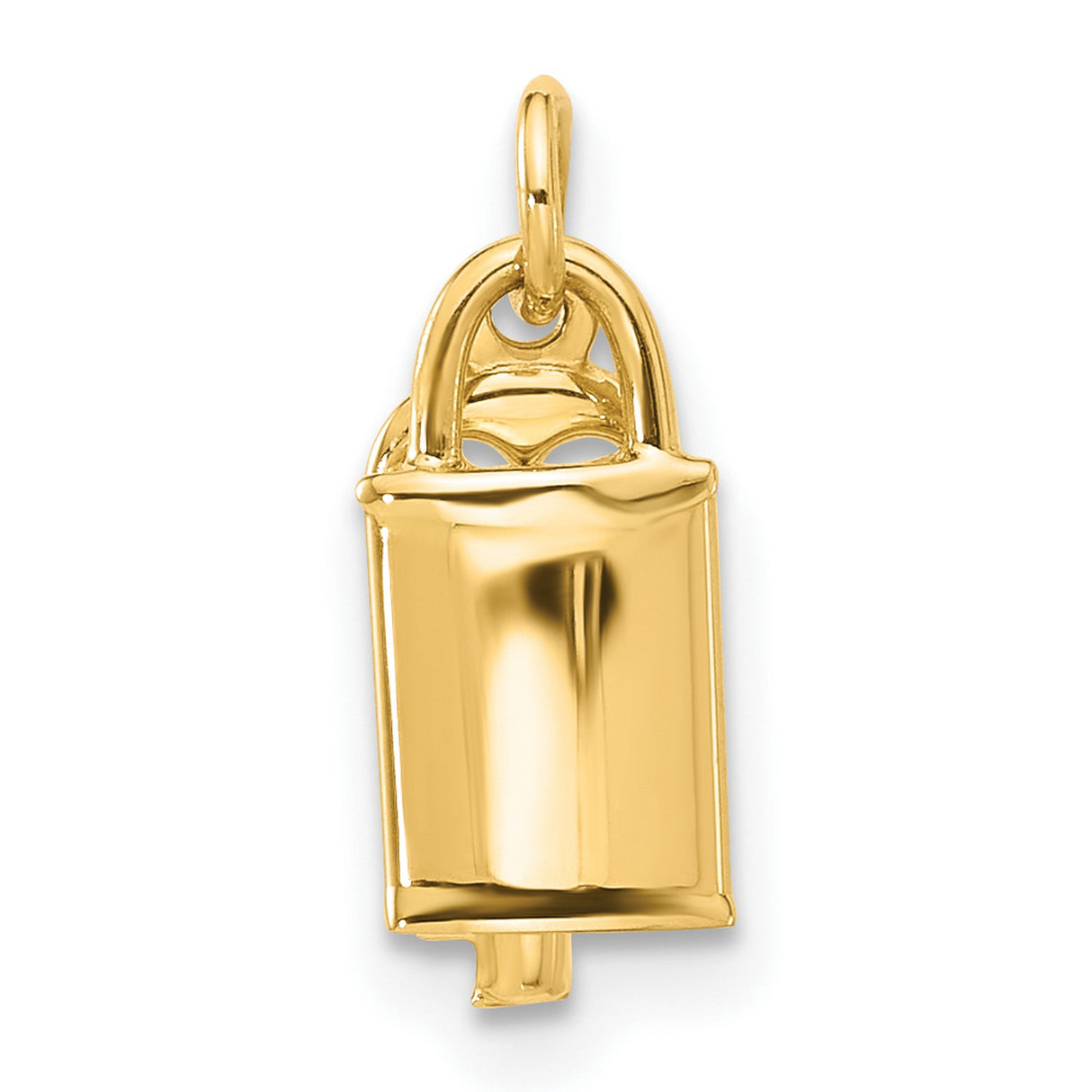 14k Yellow Gold Padlock and Key Pendant, Heart Lock Romantic Charm Jewelry for Women