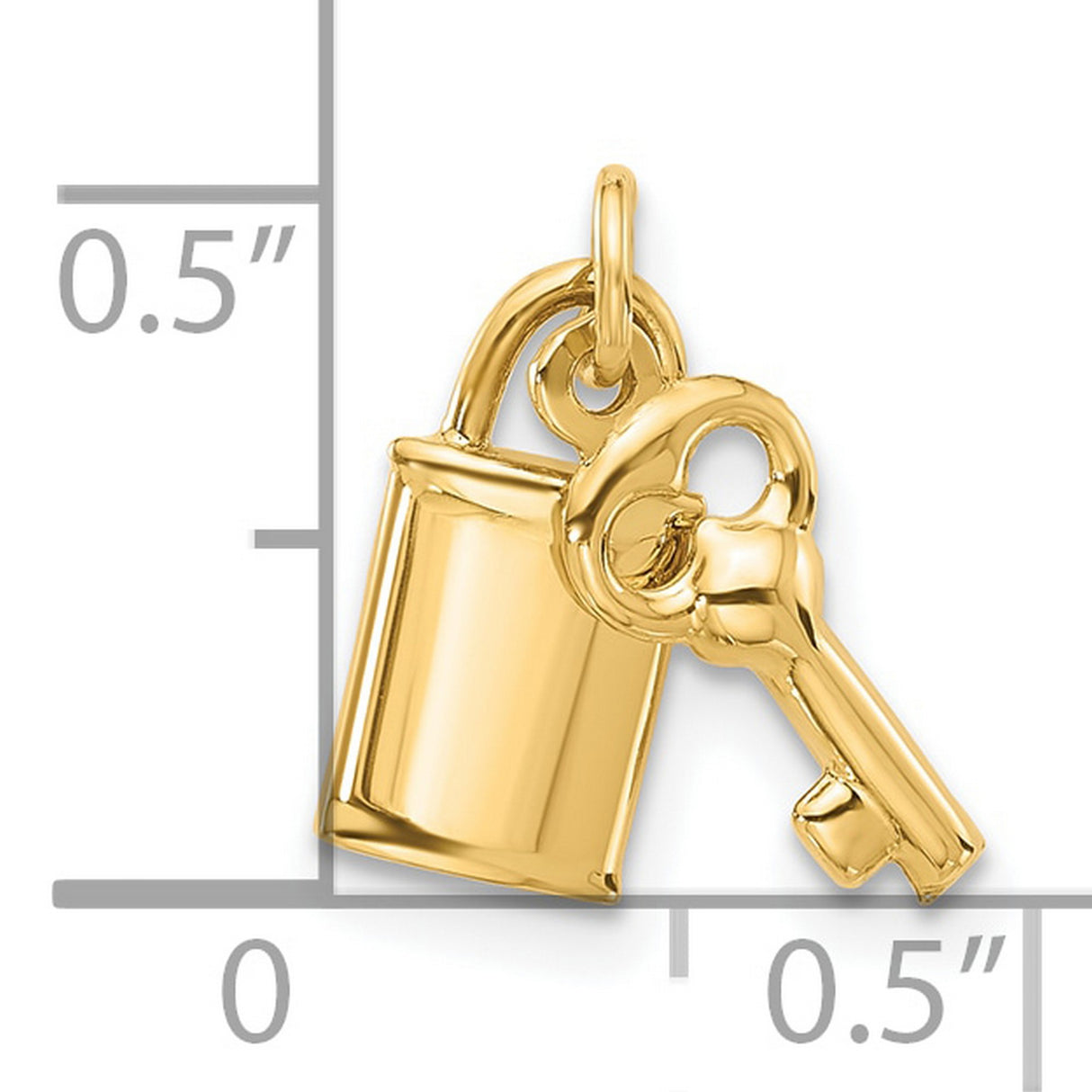 14k Yellow Gold Padlock and Key Pendant, Heart Lock Romantic Charm Jewelry for Women
