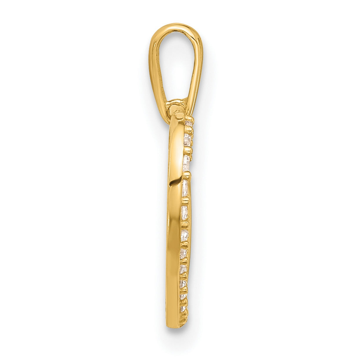 14k Yellow Gold Heart Pendant with Cubic Zirconia, Open Heart Infinity Design