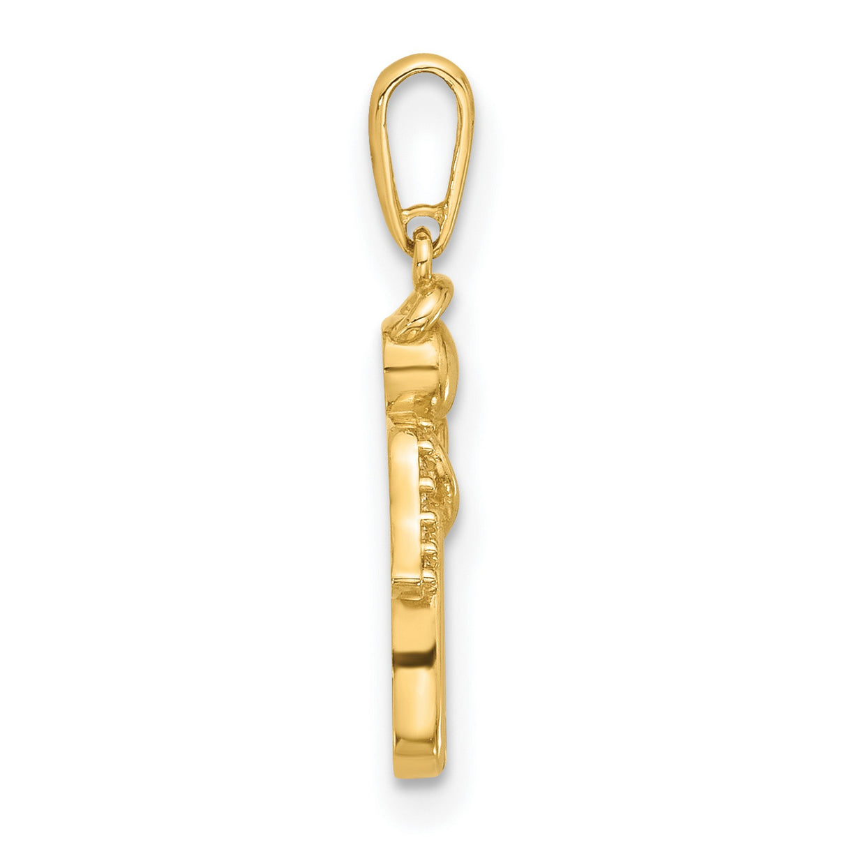 14k Yellow Gold Angel Pendant with Cubic Zirconia Wings and Open Heart Design