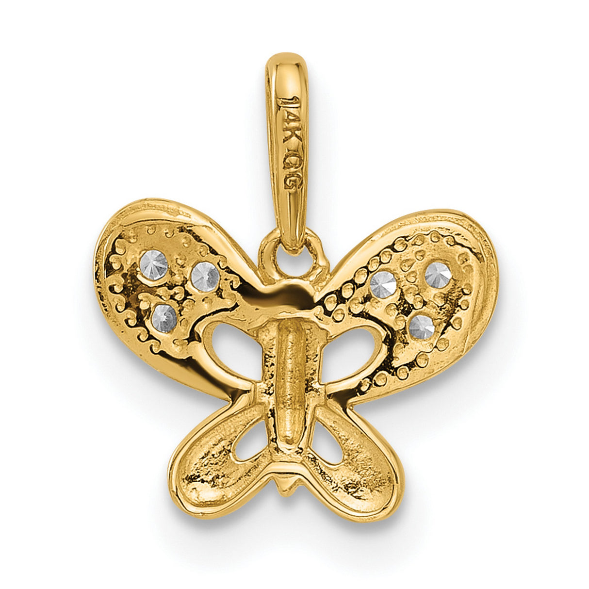 14k Yellow Gold Butterfly Pendant with Cubic Zirconia, Dainty Nature-Inspired Charm for Women