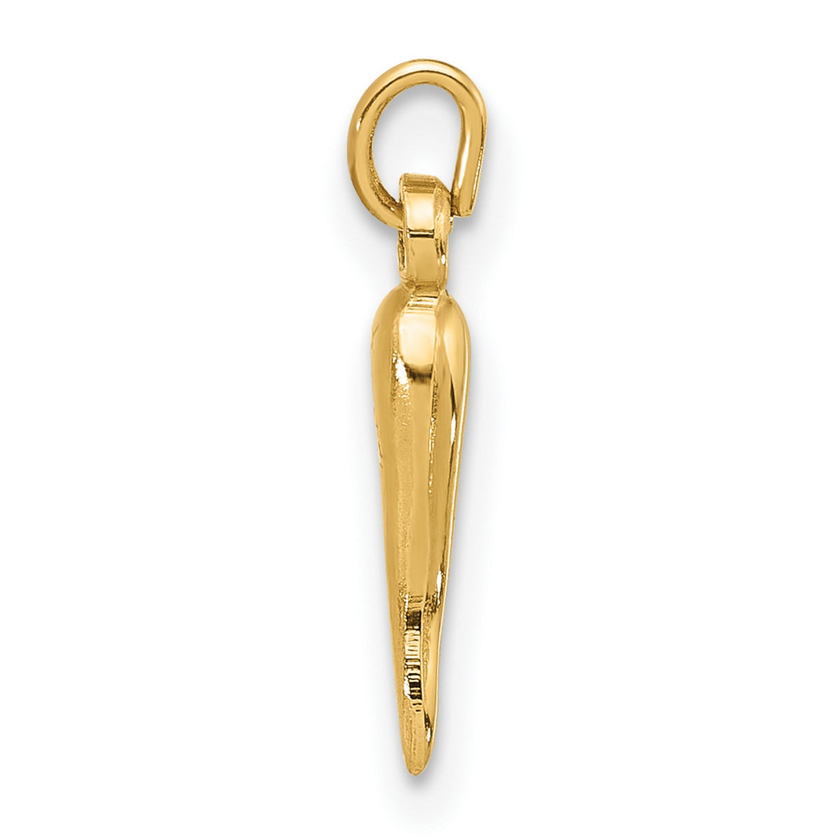 14k Yellow Gold Horn Pendant Charm, Italian Cornicello Amulet for Protection, Anti-Evil Eye Jewelry