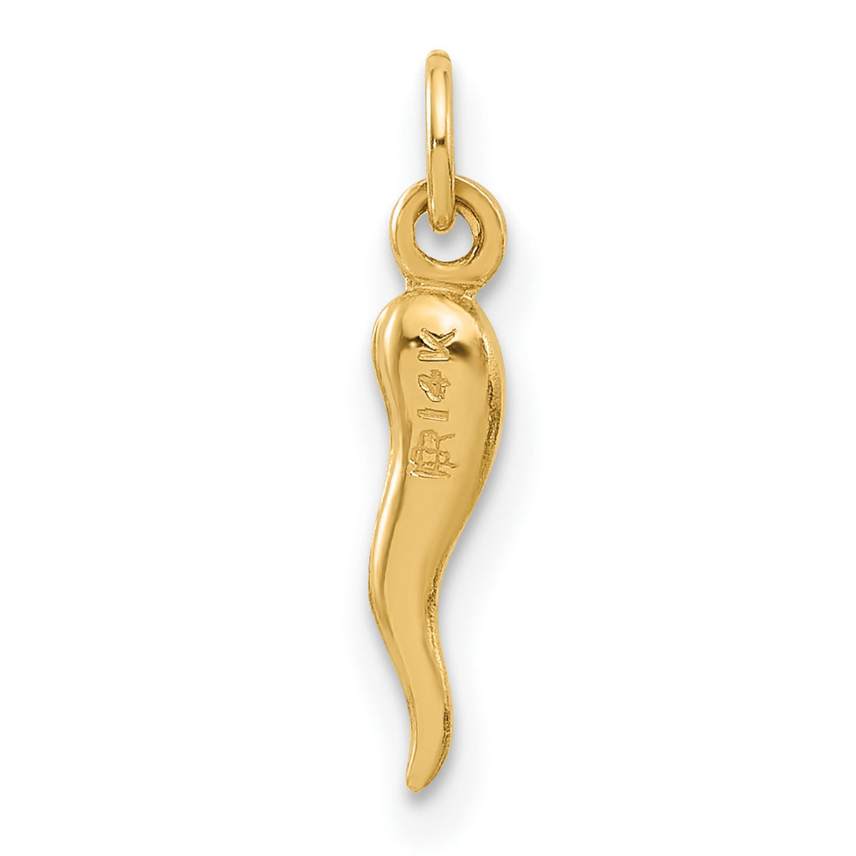 14k Yellow Gold Horn Pendant Charm, Italian Cornicello Amulet for Protection, Anti-Evil Eye Jewelry