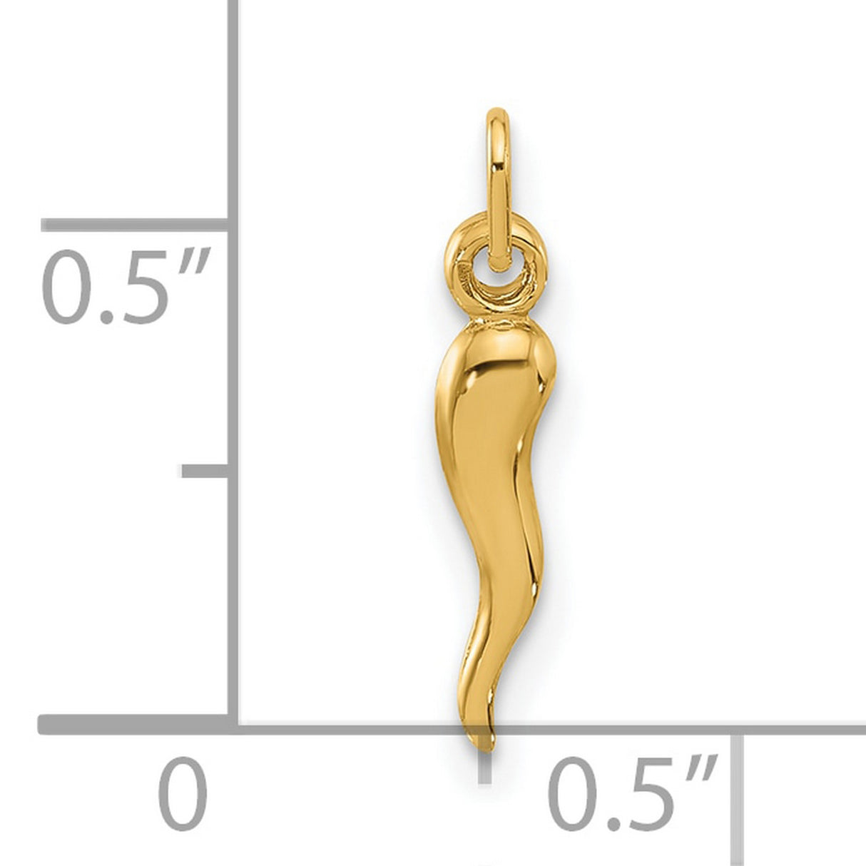 14k Yellow Gold Horn Pendant Charm, Italian Cornicello Amulet for Protection, Anti-Evil Eye Jewelry