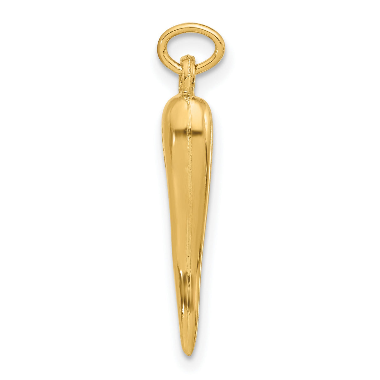14k Yellow Gold Italian Horn Pendant Cornicello Charm Amulet for Protection and Good Luck