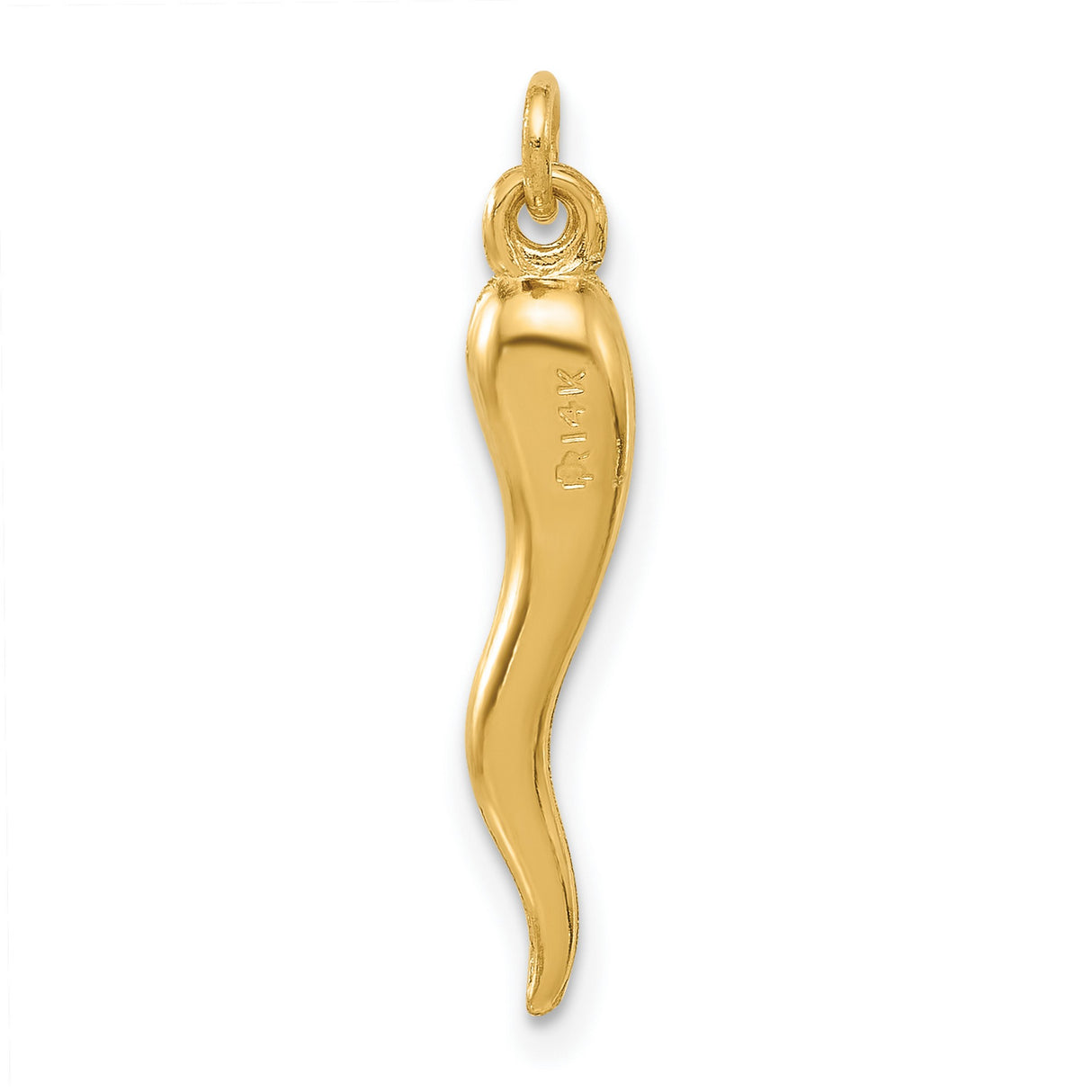 14k Yellow Gold Italian Horn Pendant Cornicello Charm Amulet for Protection and Good Luck