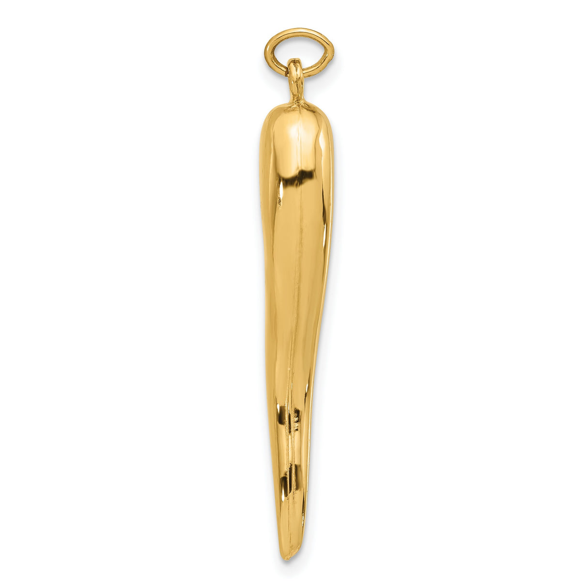14k Yellow Gold Italian Horn Pendant, Cornicello Amulet Charm for Protection and Good Luck