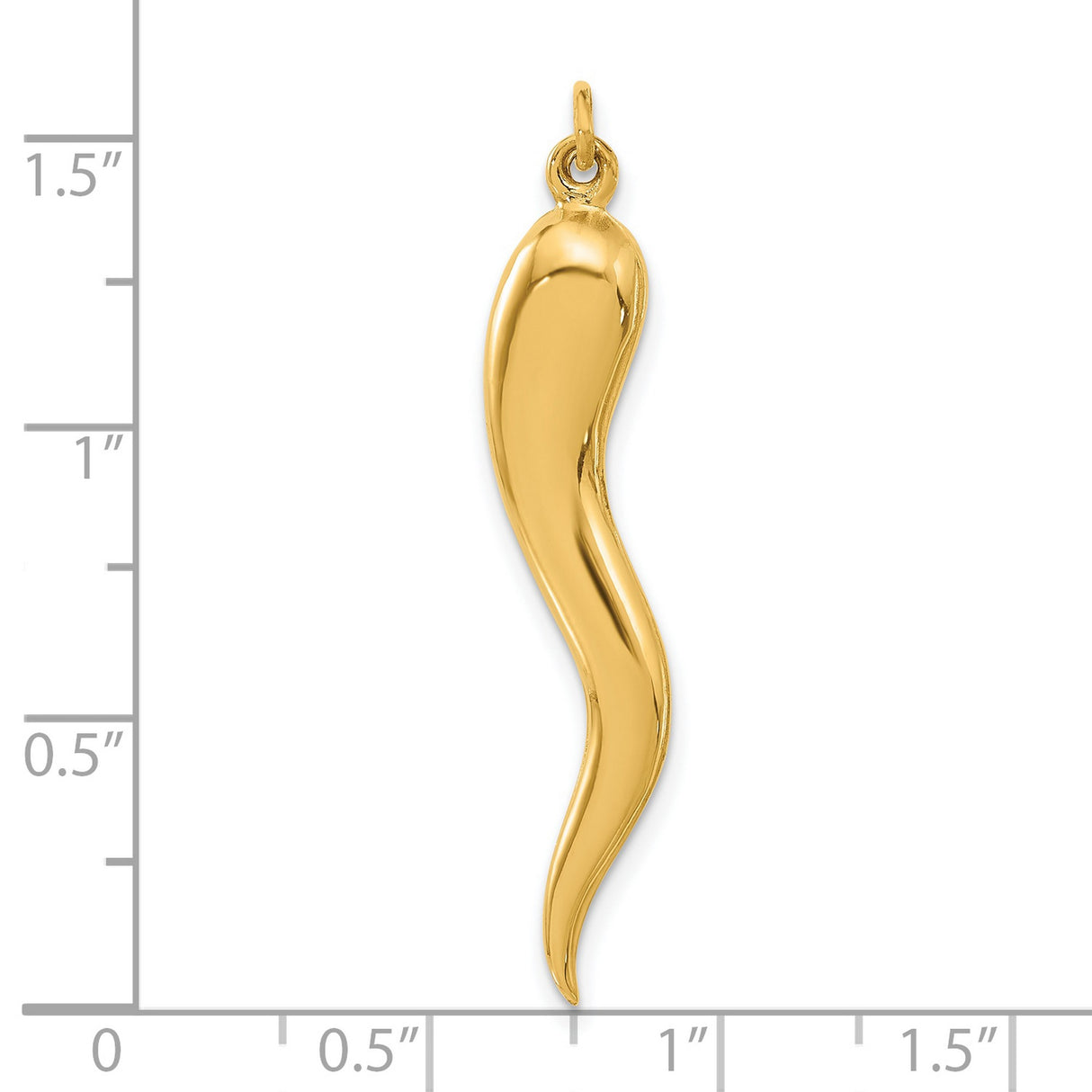 14k Yellow Gold Italian Horn Pendant, Cornicello Amulet Charm for Protection and Good Luck