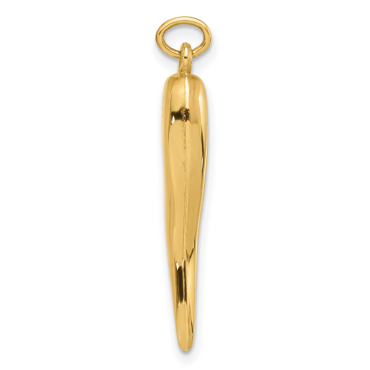 14k Yellow Gold Italian Horn Pendant, Cornicello Amulet for Evil Eye Protection and Luck