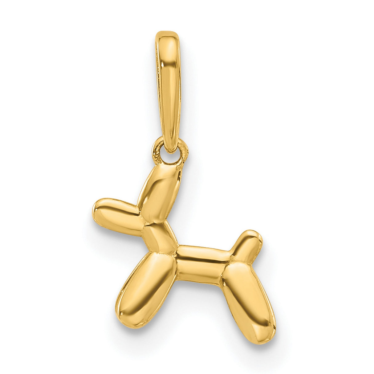 14k Yellow Gold Balloon Dog Pendant Charm, Whimsical 3D Puppy Design, Unisex Jewelry