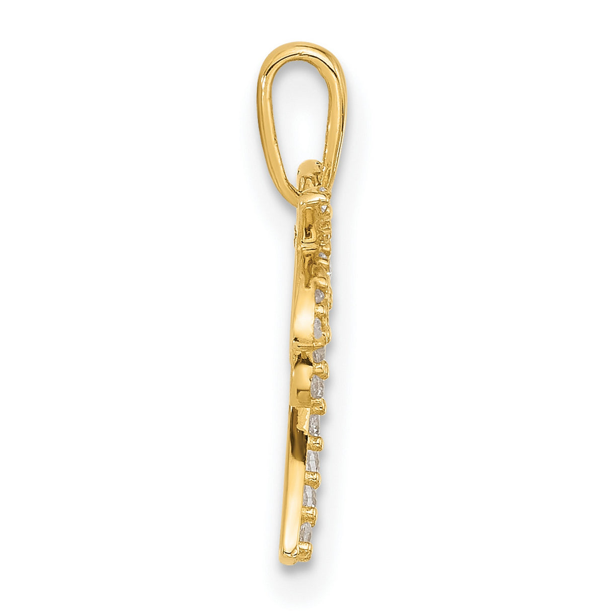 14k Yellow Gold Palm Tree Pendant with Cubic Zirconia, Tropical Island Motif Summer Jewelry