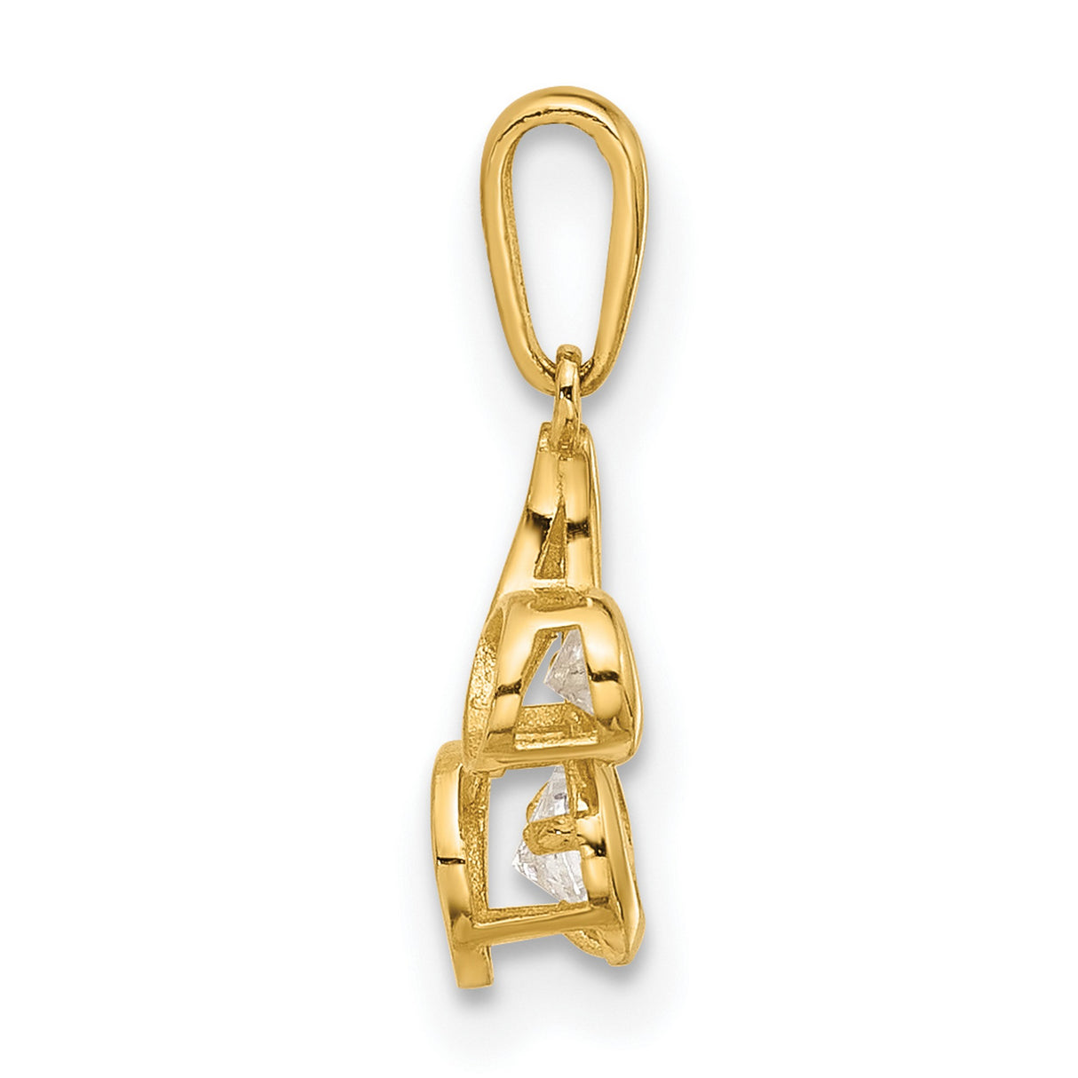 14k Yellow Gold Music Note Pendant with Cubic Zirconia, Dainty Musical Charm Jewelry