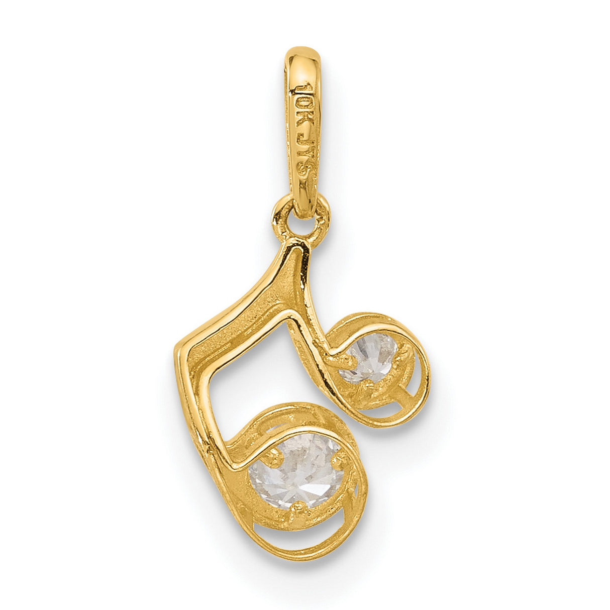 14k Yellow Gold Music Note Pendant with Cubic Zirconia, Dainty Musical Charm Jewelry