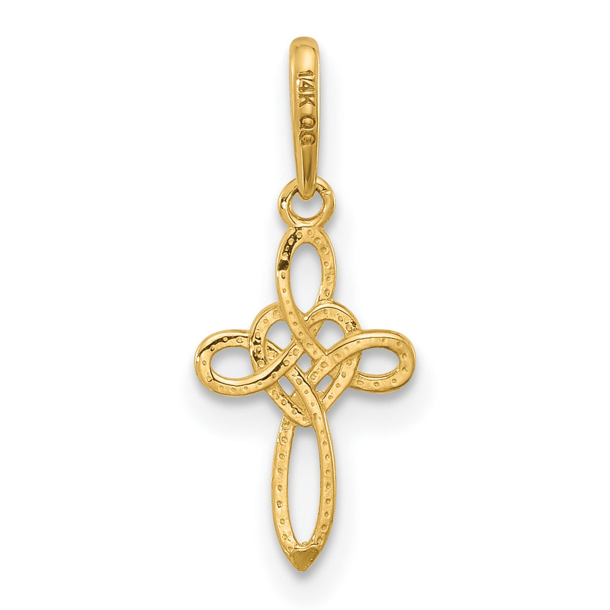 14k Yellow Gold Celtic Cross Pendant with Openwork Knot Design, Christian Symbol Jewelry