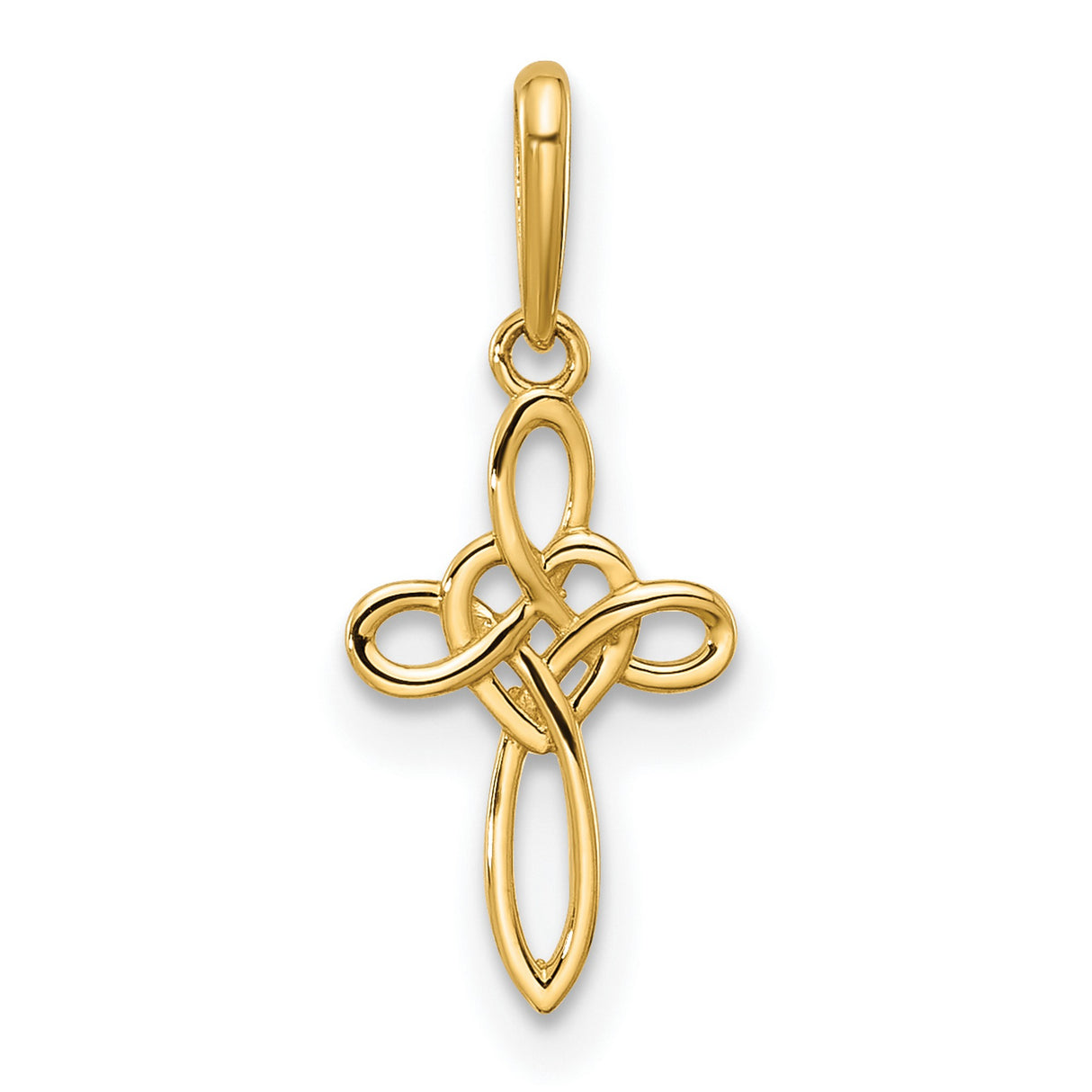 14k Yellow Gold Celtic Cross Pendant with Openwork Knot Design, Christian Symbol Jewelry