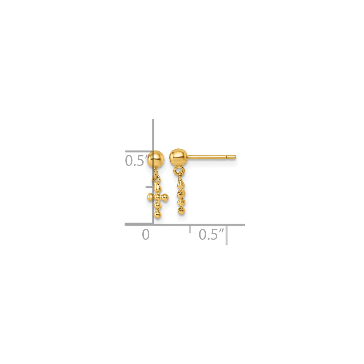 14k Yellow Gold Dangle Earrings with Beaded Cross Design for Women